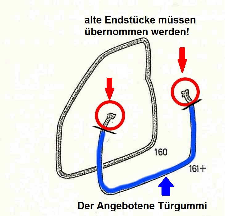 Türgummi Türdichtung Set 2 Stück zum Kleben 4-türer Opel Rekord A Rekord B